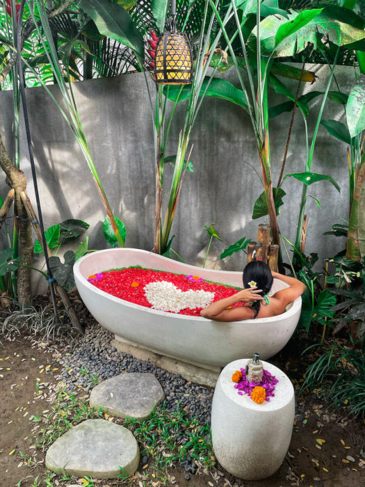Flower bath at Relief Villa, Rescape Ubud, Bali