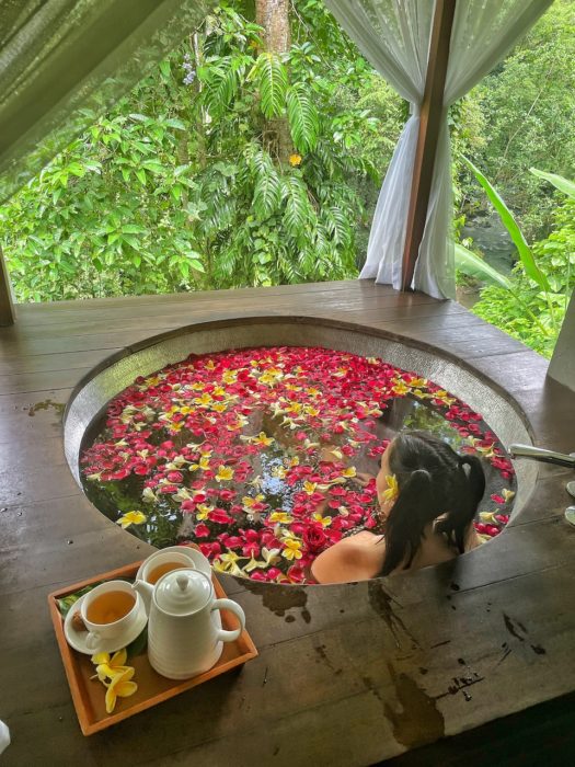 Flower Bath at Maya Spa Ubud is one of the most relaxing experiences in Bali